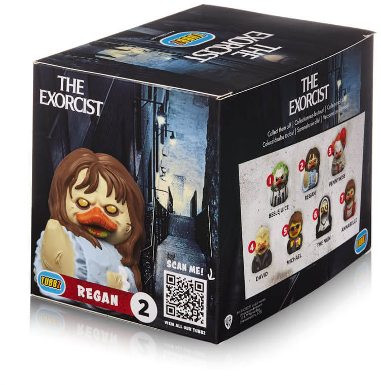 A The Exorcist Tubbz figurák doboza. Regan figurája látható elöl.