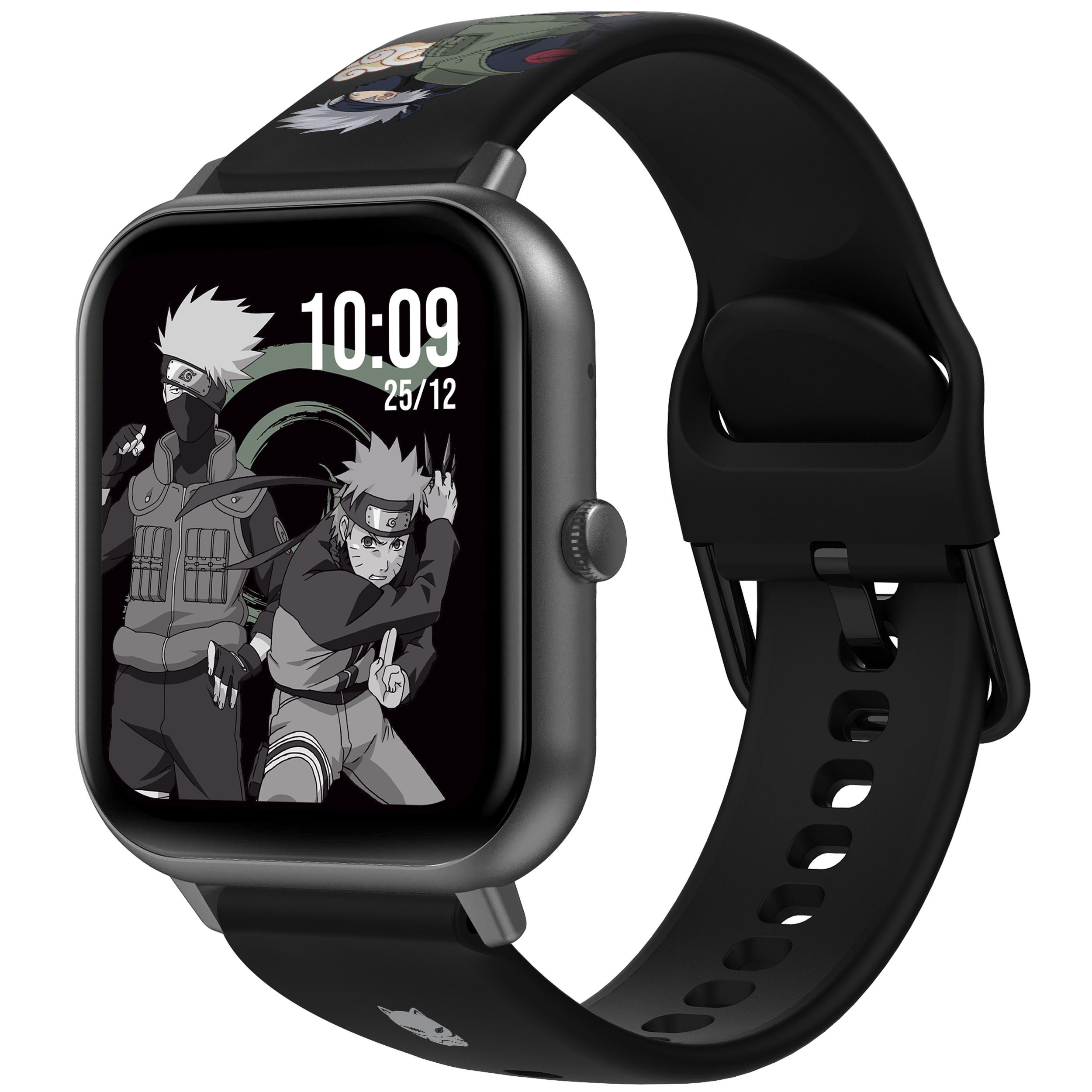 Eine Smartwatch mit Naruto-Charakteren auf dem Bildschirm.