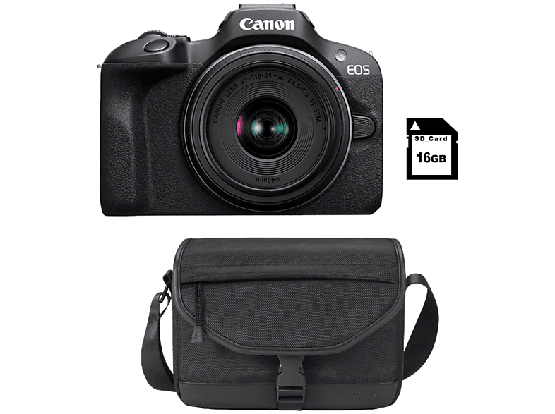 CANON EOS R100 MILC fényképezőgép+RF-S 18-45mm IS STM objektív+SB130 táska+16 GB SD kártya (6052C072AA)