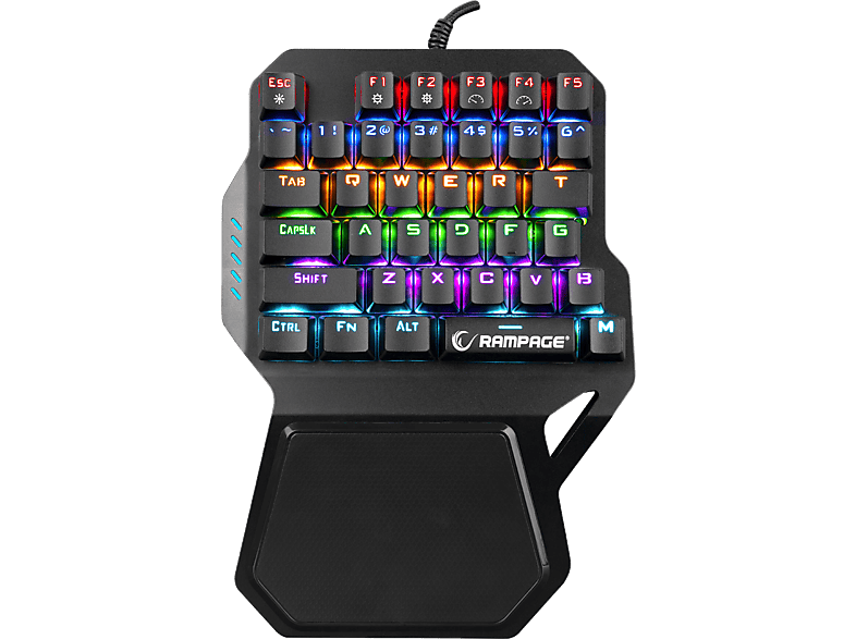 RAMPAGE KB-R77 Palm USB Rainbow Backlight Outemu Blue Switch Mekanik 36 Tuşlu Mini Gaming Oyuncu Klavye Siyah