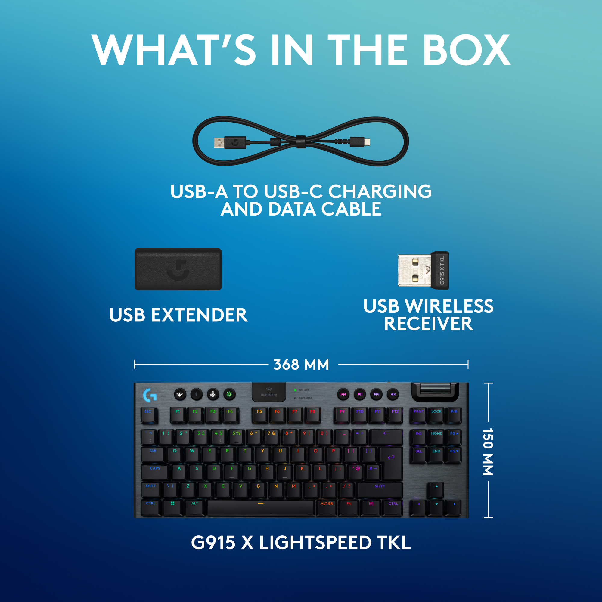 Contenu de la boîte: clavier, câble, extenseur USB et récepteur sans fil.