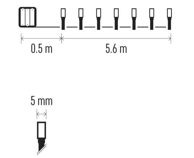 Fekete-fehér diagram a lámpákról, mérésekkel és vonalakkal.