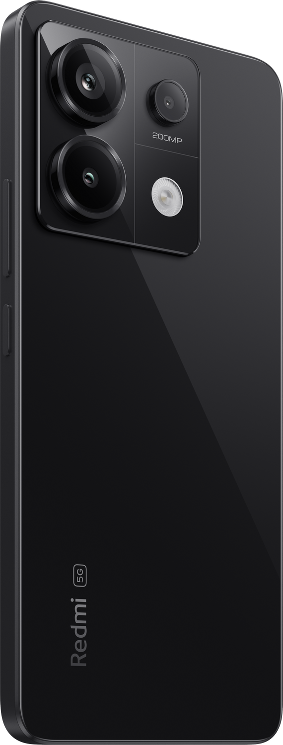 Smartphone negro con múltiples cámaras traseras y vista lateral.