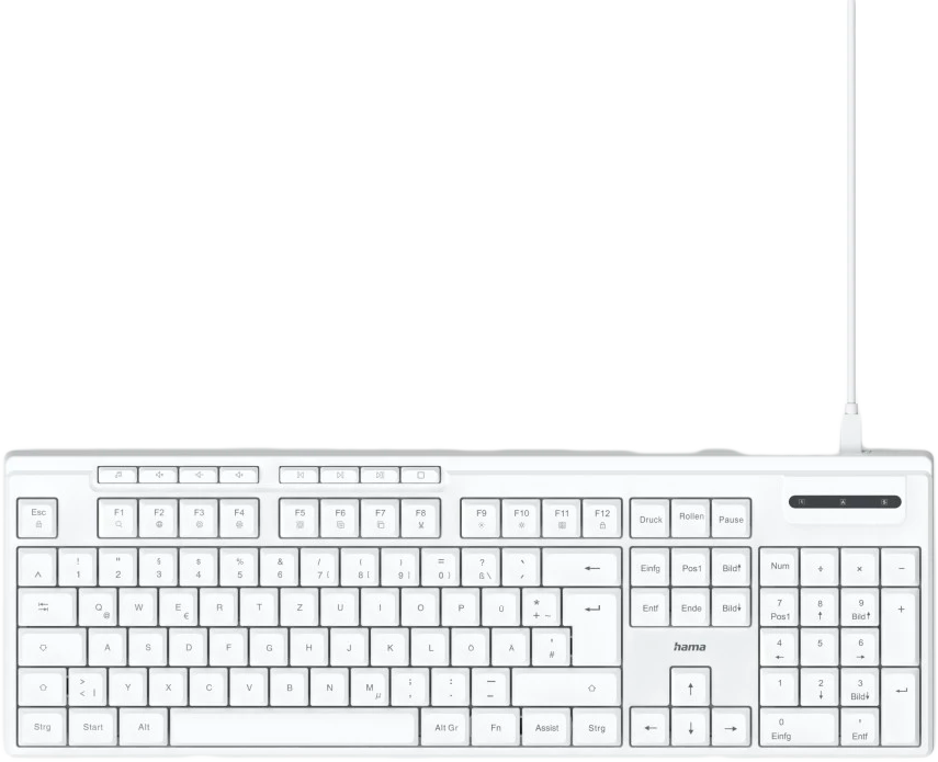 HAMA CK-200 vezetékes billentyűzet, USB, Magyar kiosztás, fehér (173053)