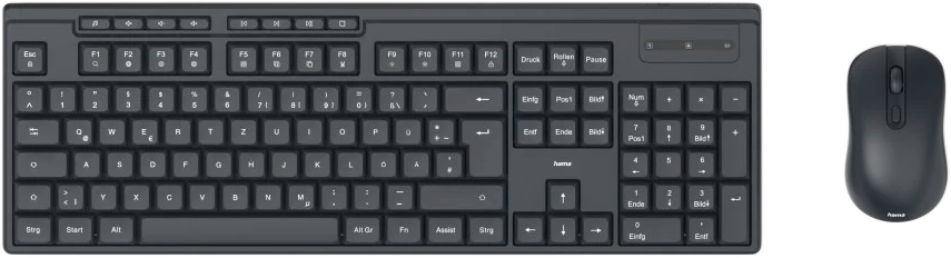 HAMA WKM-200 vezeték nélküli billentyűzet és egér szett, Magyar kiosztás, fekete (173056)