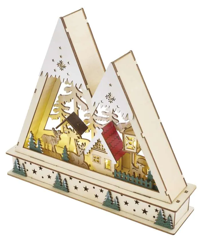 EMOS LED fa karácsonyi tájkép, 23,5 cm, 2xAA, beltéri, meleg fehér (DCWW39)