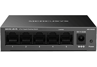 MERCUSYS 5 portos asztali gigabites switch, fém ház, fekete (MS105GS)