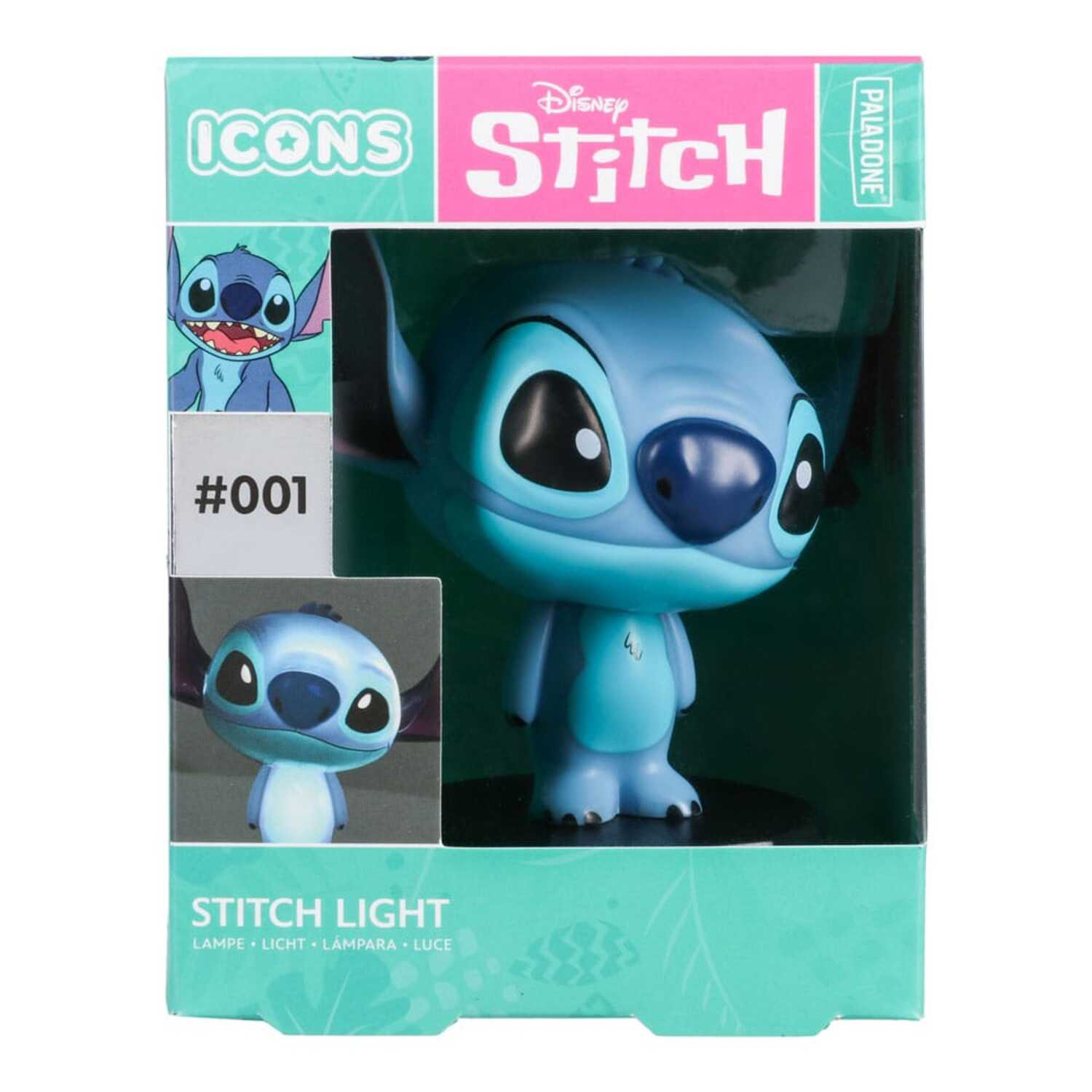 A Stitch light-up figurine in a box, featuring the character from Disney's Lilo & Stitch.