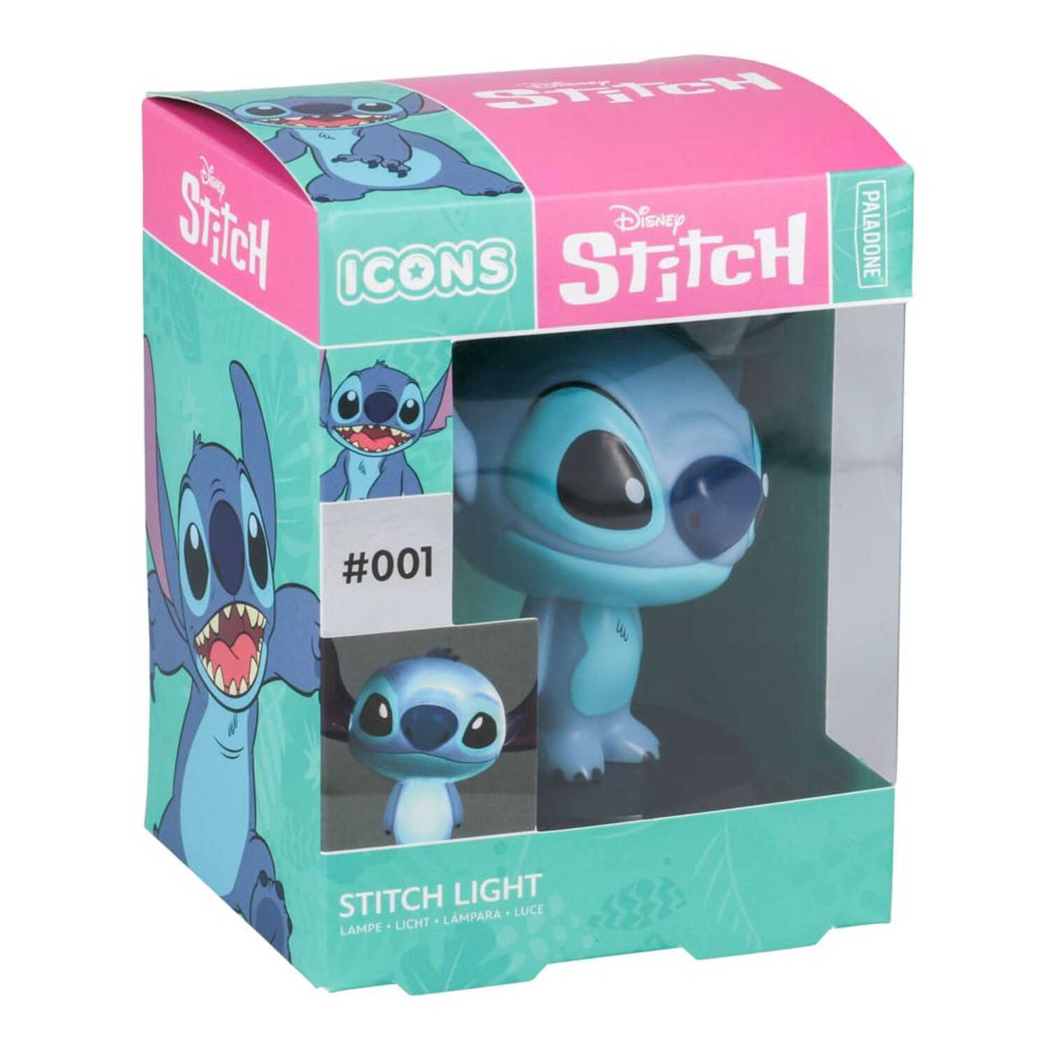 A Disney Stitch light in a box, featuring the character in a store display.