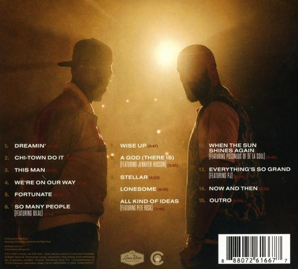Albumcover mit zwei Männern, die sich gegenüberstehen, Titelliste links, Albumnamen rechts.