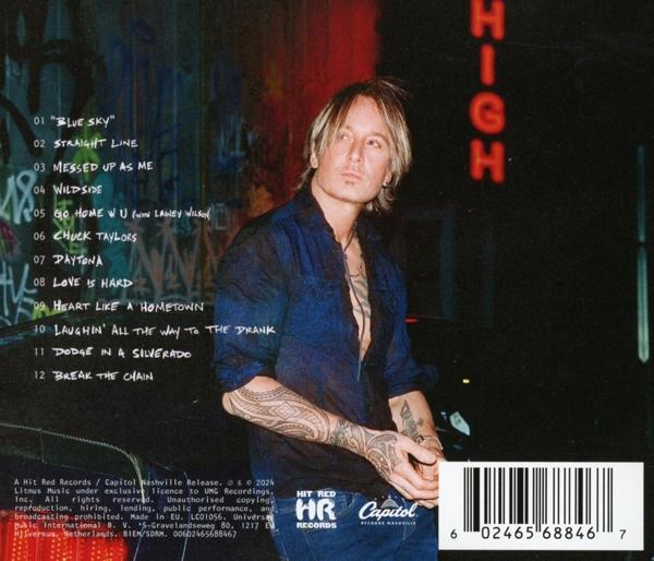 Albumcover mit einem Mann mit Tätowierungen. Der Albumtitel und die Titelliste sind ebenfalls sichtbar.