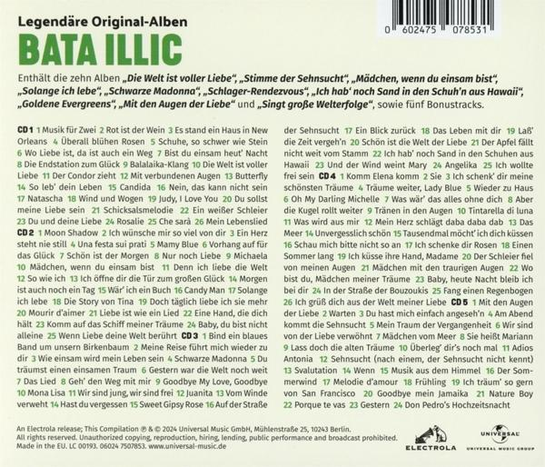 Ein deutsches Albumcover mit Text und einem Bild eines Mannes. Der Künstler ist Bata Illic.