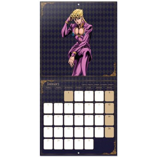 JoJo's Bizarre Adventure Kalender mit Giorno Giovanna. Januar-Monat sichtbar.