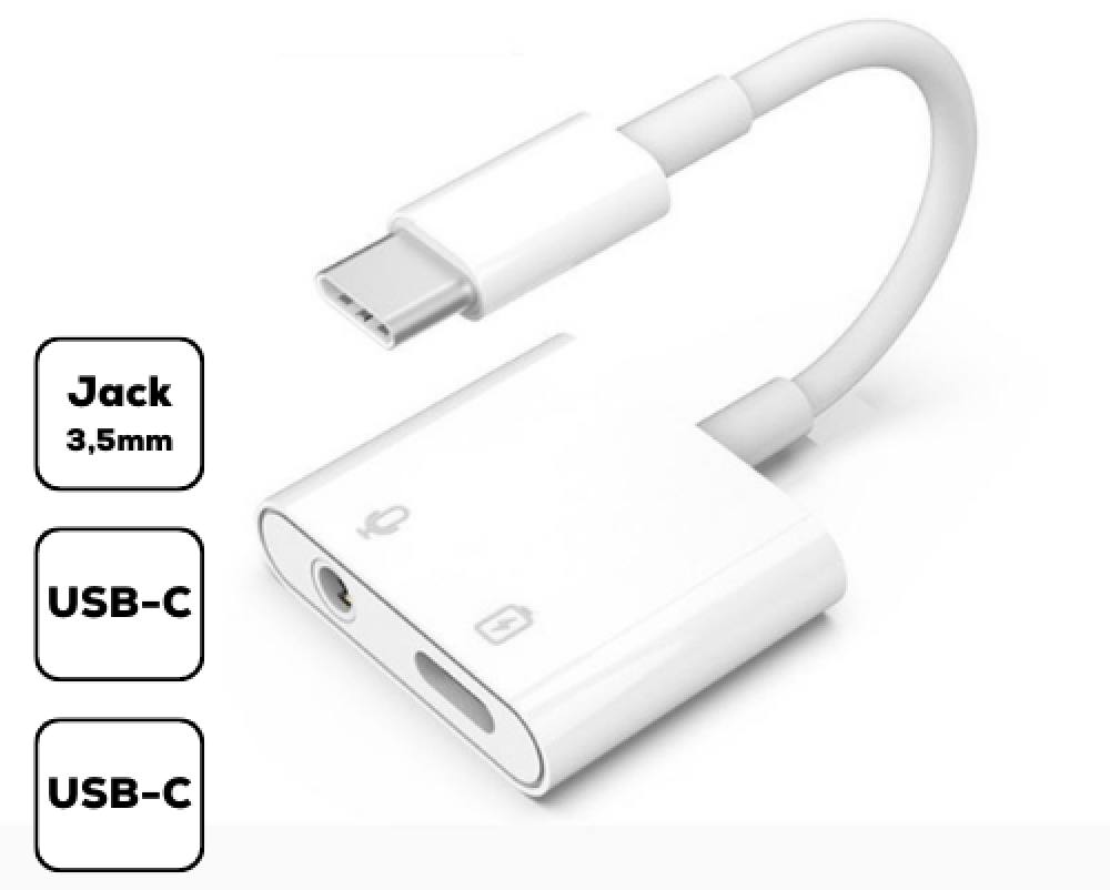 CELLECT Átalakító adapter, Type-C-ről Jack-re, fehér (ADAPT-TYPEC-JACK-CH1)