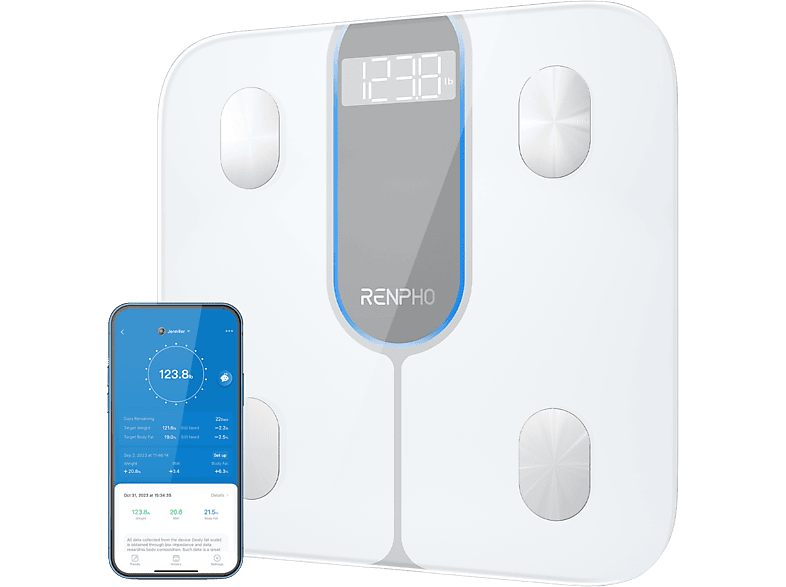 Renpho PEU-R-A033-W Körperanalysewaage, Maximale Tragkraft: 200 kg