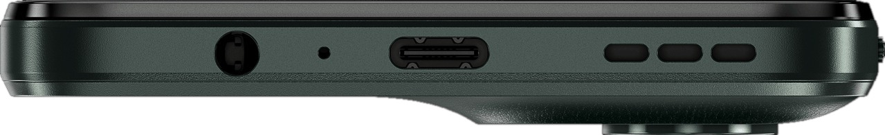 Onderaanzicht van een smartphone met poorten en gaten voor audio en opladen.