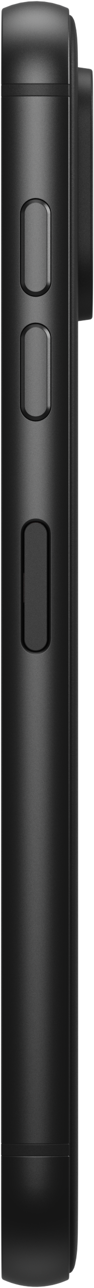 Seitenansicht eines schwarzen Smartphones mit 3 Knöpfen an der Seite.