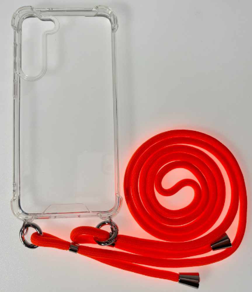 CASE AND PRO Samsung A35 5G TPU+PC átlátszó tok, zsinórral, akasztóval, narancssárga (FEST-SAM-A35-O)