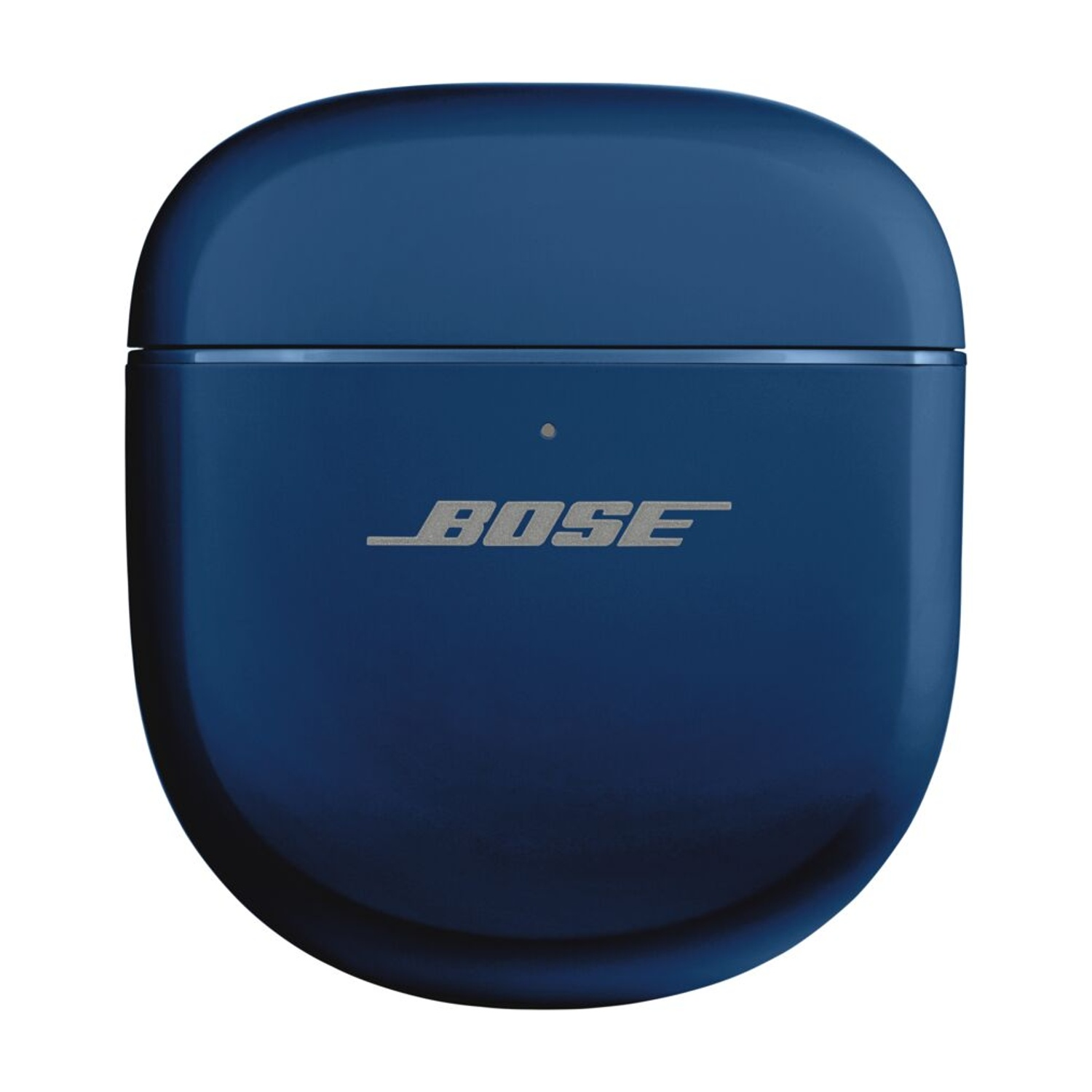 Custodia di ricarica blu per auricolari Bose su sfondo bianco, con logo Bose visibile.