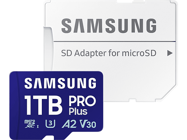 SAMSUNG Pro Plus microSDXC memóriakártya + SD adapter, 1 TB, Class10, V30, U3 (MB-MD1T0SA/EU)