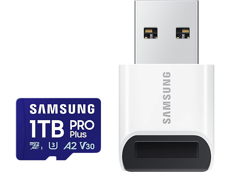 SAMSUNG Pro Plus microSDXC memóriakártya + USB kártyaolvasó, 1 TB, Class10, V30, U3 (MB-MD1T0SB/WW)