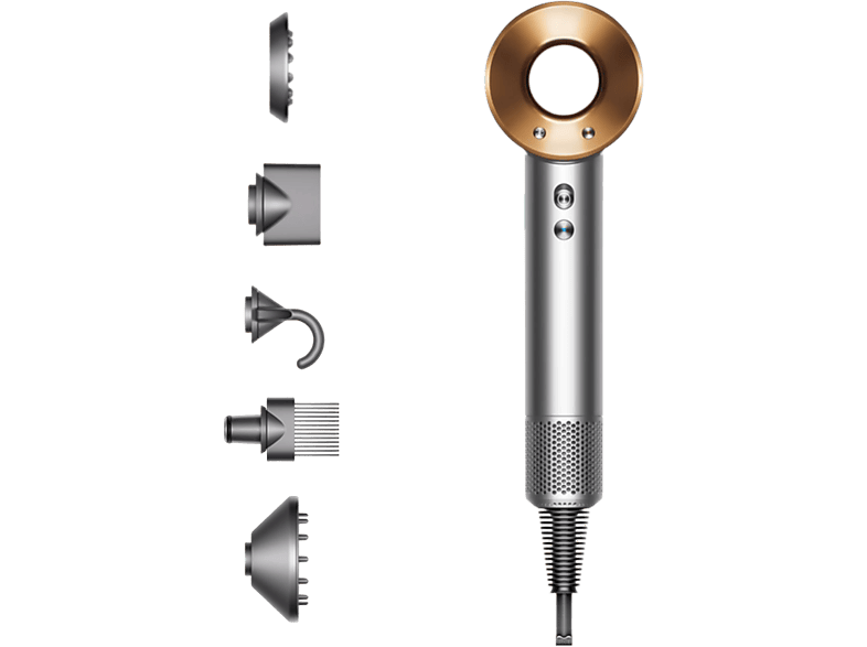 Dyson Supersonic™ Nickel/Copper, Accesorios, Tecnología Avanzada, 1600 W, Secado rápido, 3 Temp, Níquel/ Cobre