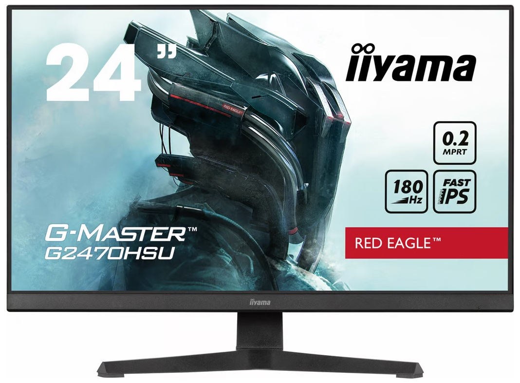 Monitor 24 cale z czarną ramką. Szczegóły: 180Hz, Fast IPS, Red Eagle, G-MASTER.