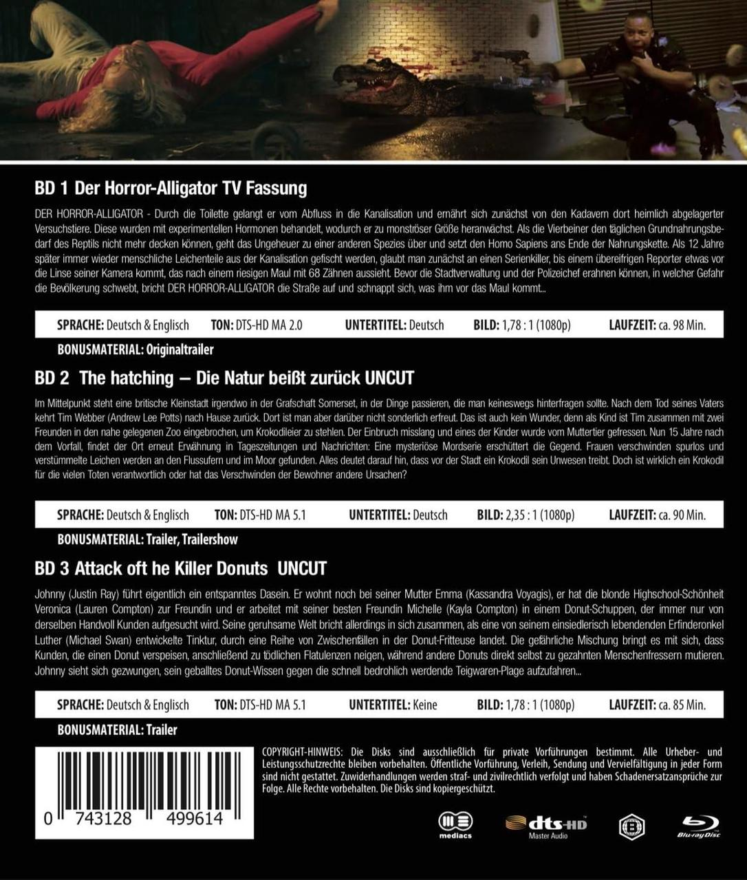 Seite aus einer DVD-Hülle mit Text auf Deutsch und Englisch. Sie hat einen Barcode und eine Filmbeschreibung.