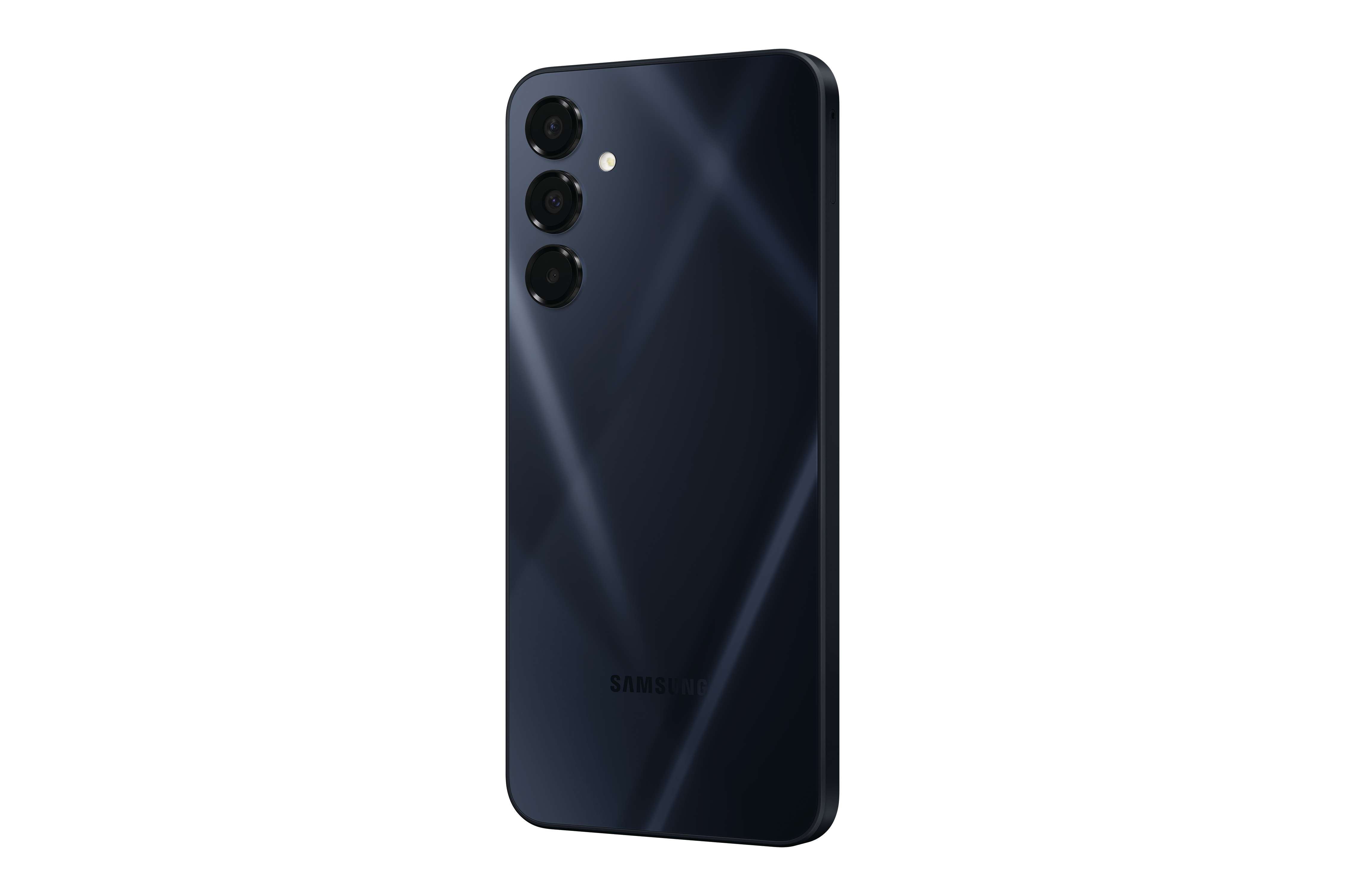 Schwarze Telefonrückseite mit 3 Kameras, Samsung-Logo.