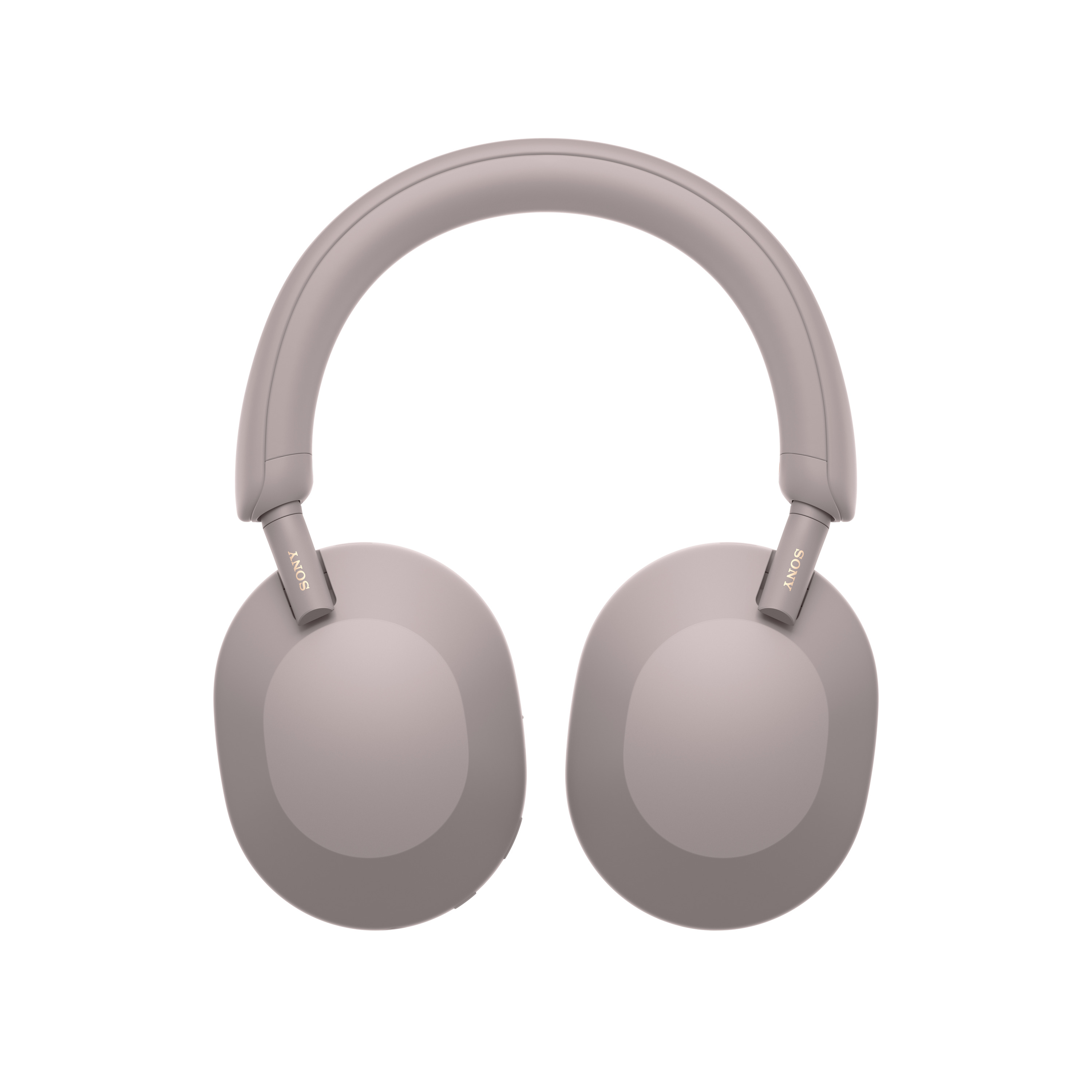 Słuchawki nauszne, jasnoszary kolor, na białym tle.