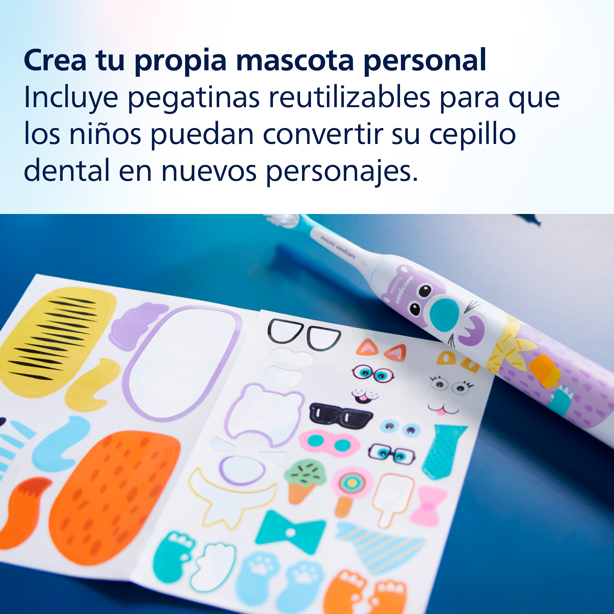 Un cepillo de dientes con pegatinas. Las pegatinas personalizan el cepillo.