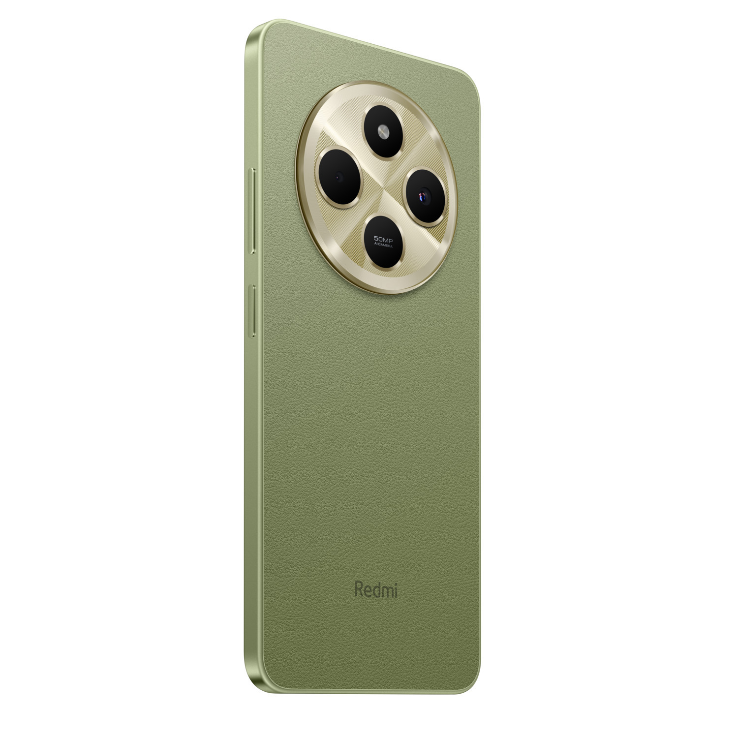 Groene smartphone met een grote, ronde cameramodule aan de achterkant.