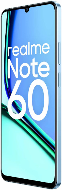 Jasnoniebieski smartfon Realme Note 60 z tekstem 'Realme Note 60'.