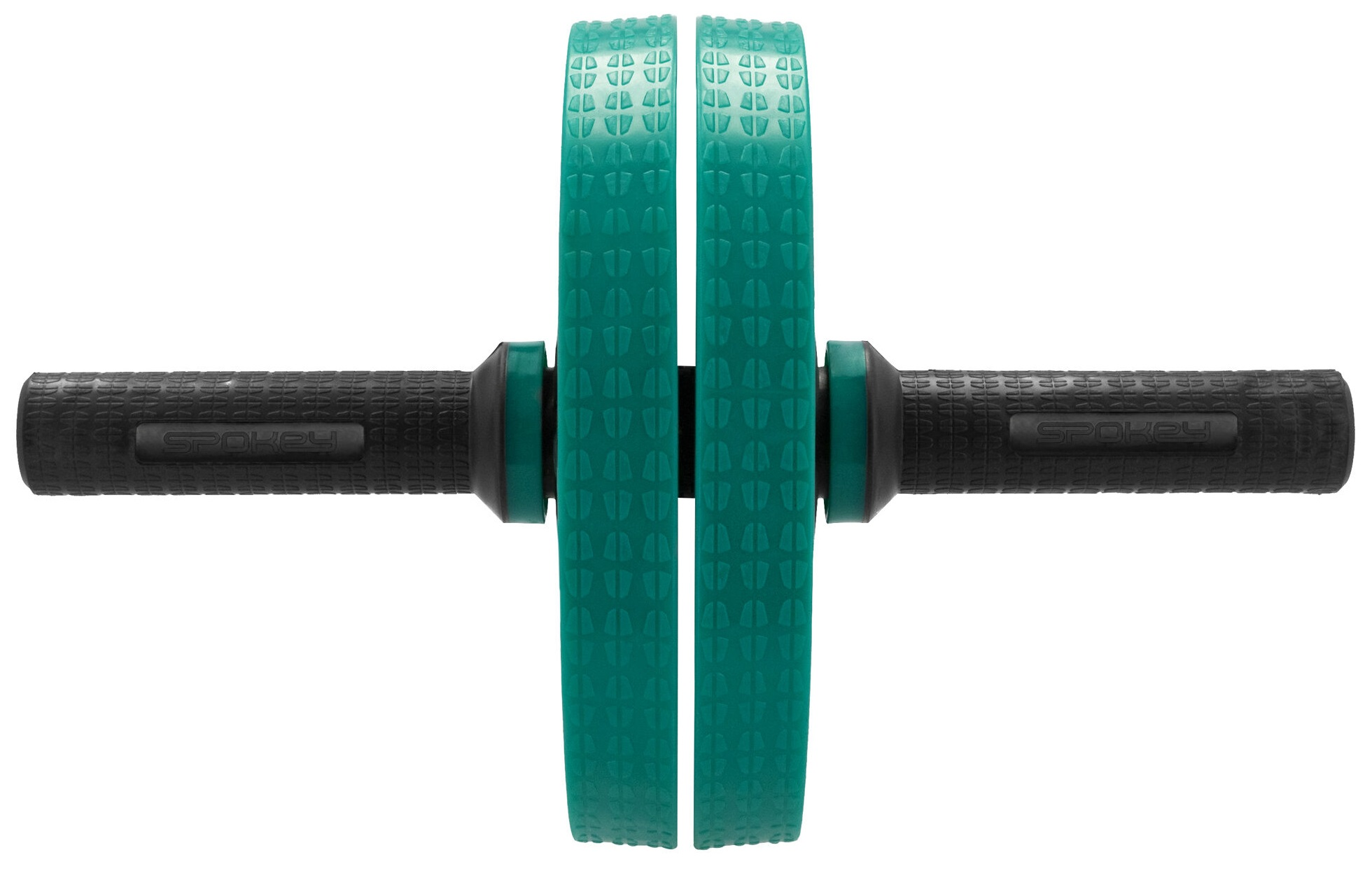 Zielono-czarne kółko do ćwiczeń brzucha, wyizolowane na białym tle.