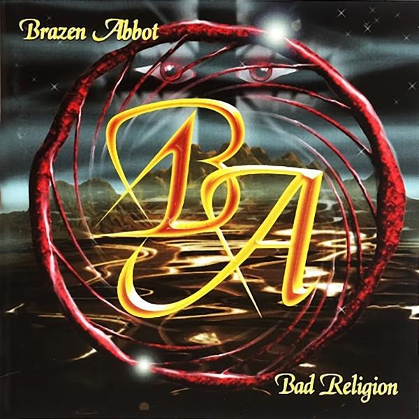 Albumcover mit rotem und gelbem Logo und Landschaftshintergrund. Der Name Brazen Abbot steht oben.