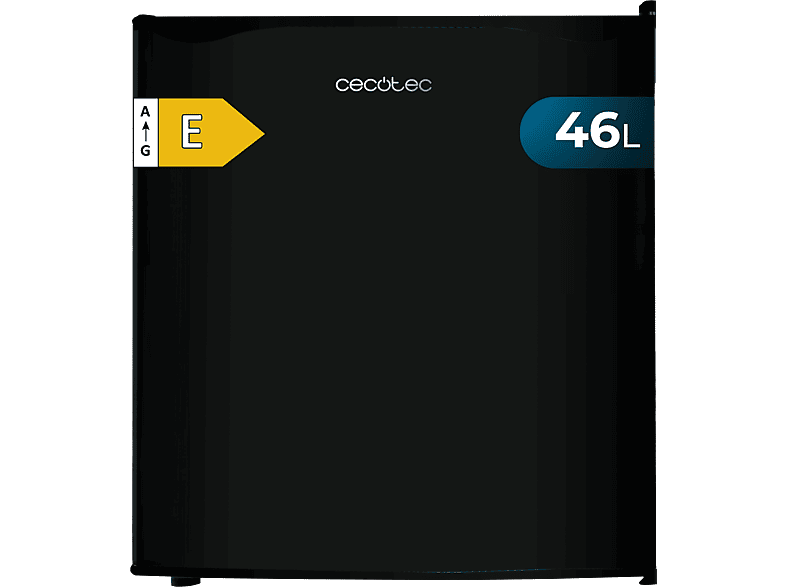 Frigorífico una puerta - Cecotec GrandCooler 20000 SilentCompress Black E, Funcionamiento cíclico, Capacidad de 46L, Puerta reversible, Clase