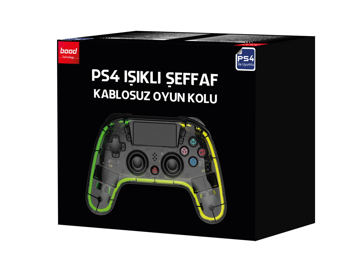 PS4 kontrol kutusu, kontrolcü sanatı ile siyah.