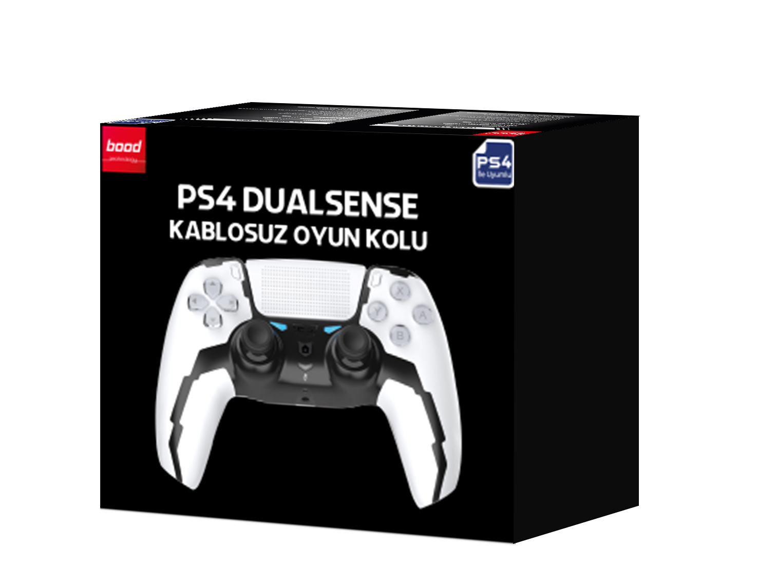 PS4 DualSense denetleyici kutusu. Denetleyici beyaz ve siyahtır.