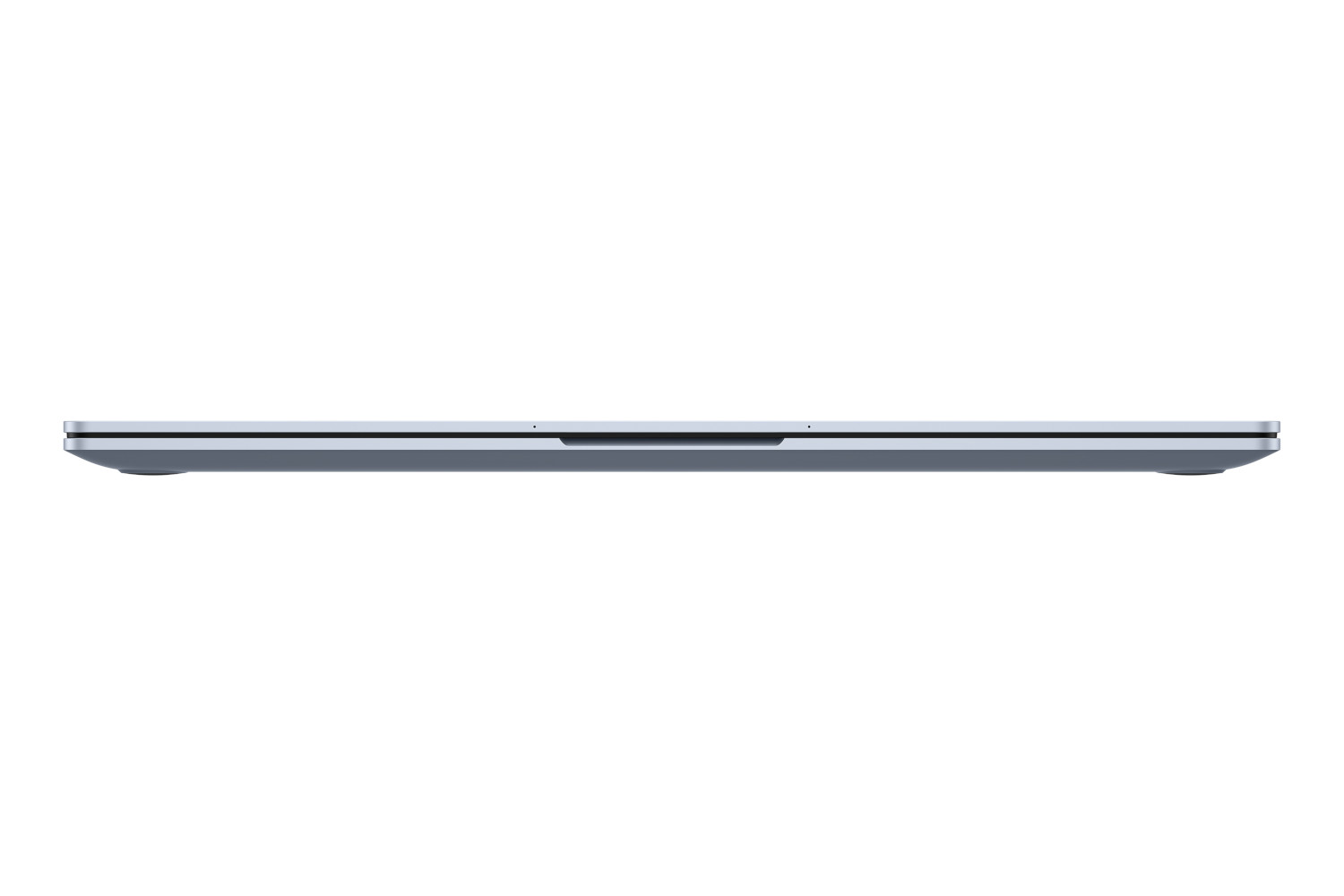 Side profile of a closed, gray laptop on a white background, sleek and modern.