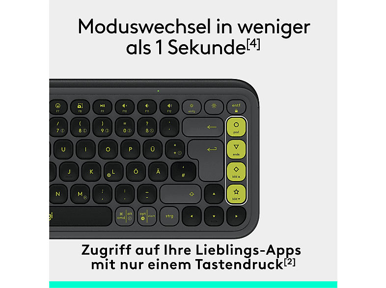 LOGITECH Pop Icon Keys, Kabellose Tastatur mit personalisierbaren Emoji-Tasten, Bluetooth, DEU (Qwertz), Grafit / Grün — Foto 4 von 5