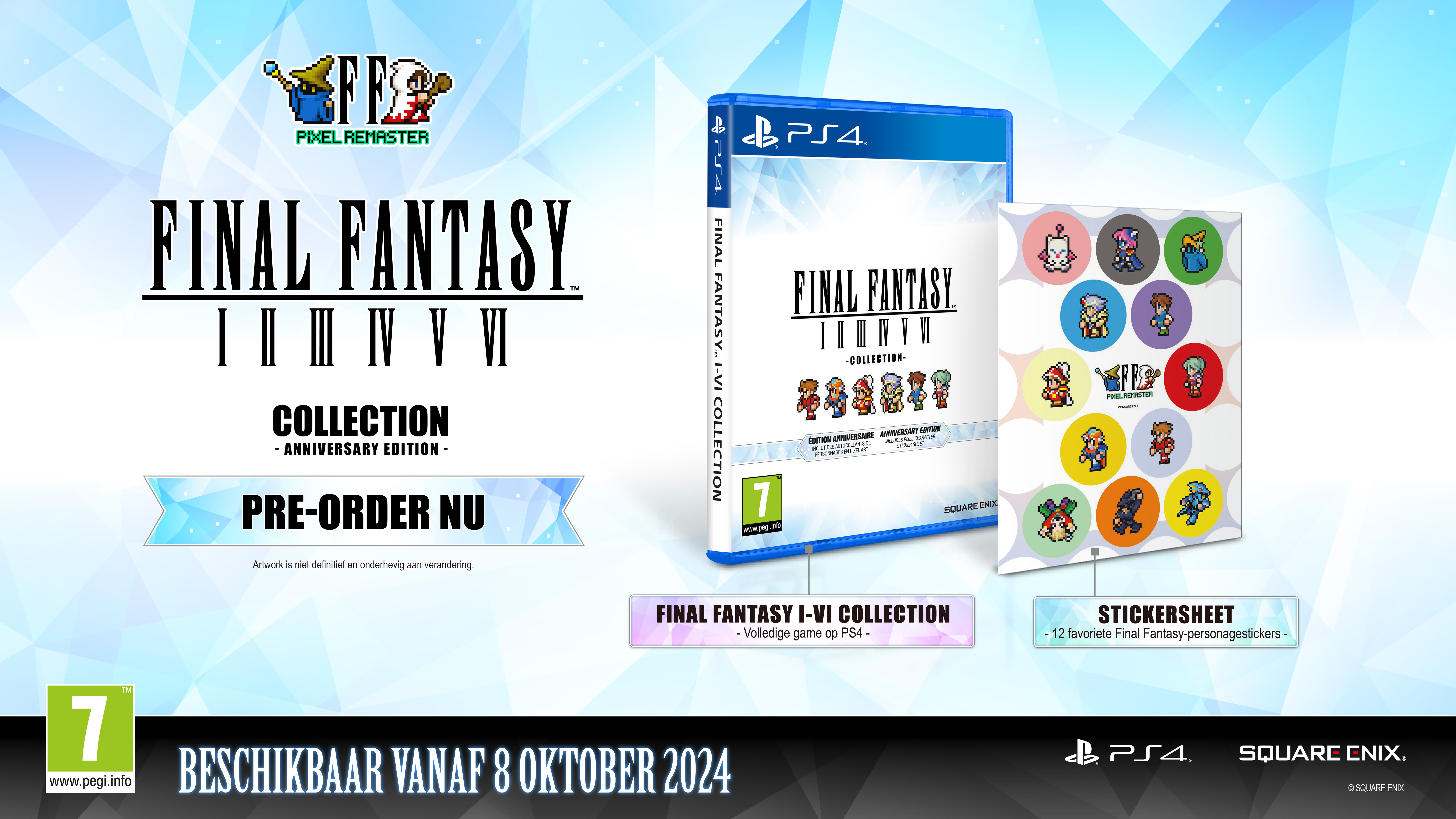 Videogamebox en stickervel. Game: Final Fantasy I-VI Collection.