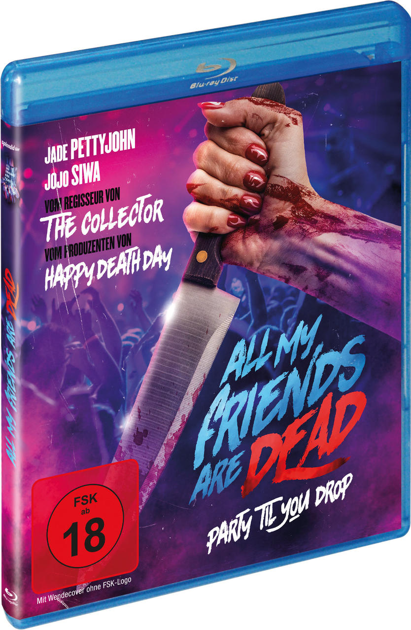 Blu-ray-Disc-Cover eines Horrorfilms mit blutigem Messer und Titel.
