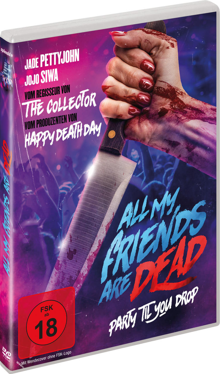 DVD-Hülle mit Horrorfilmtitel und Bildern von Messer und Blut.