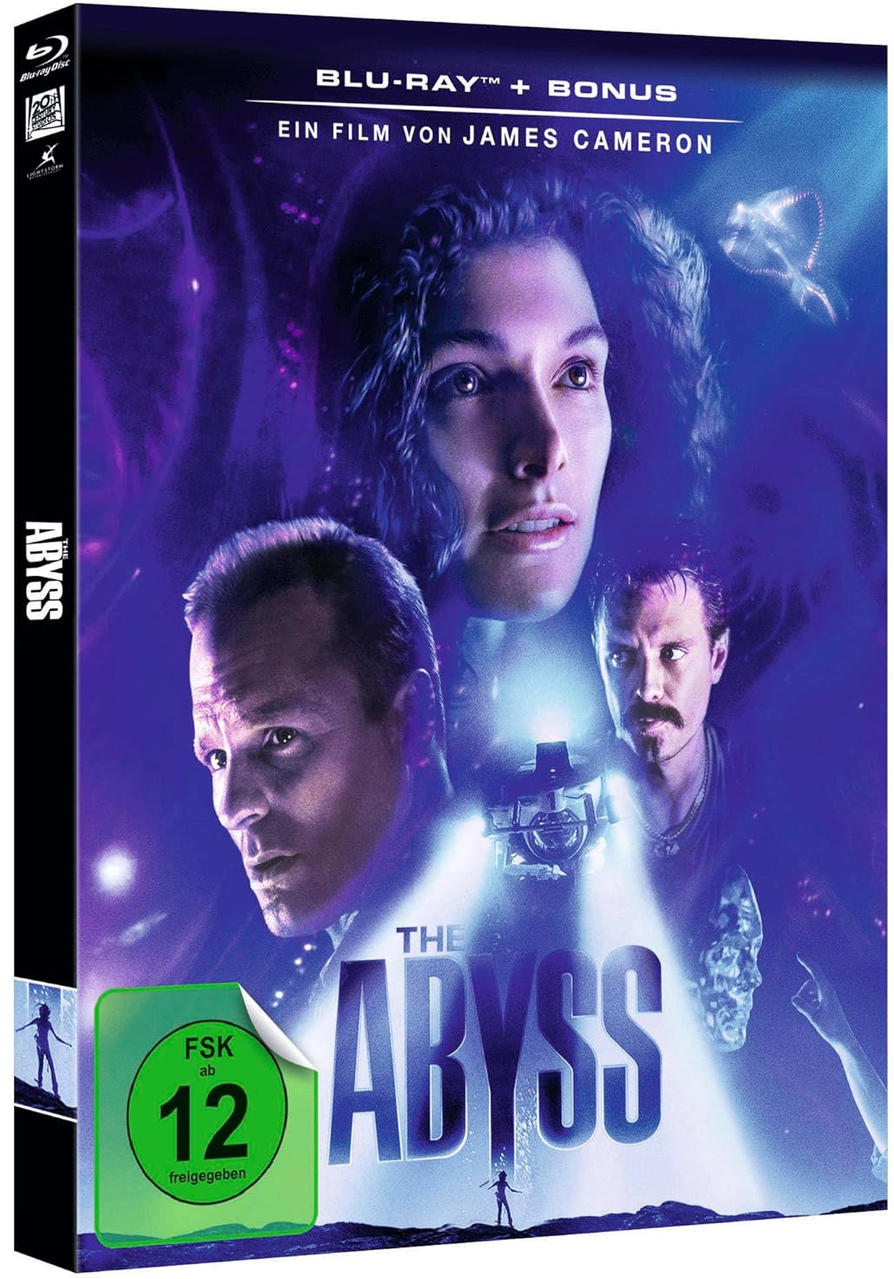 DVD-Cover des Films The Abyss mit mehreren Schauspielern und einem blauen Thema.