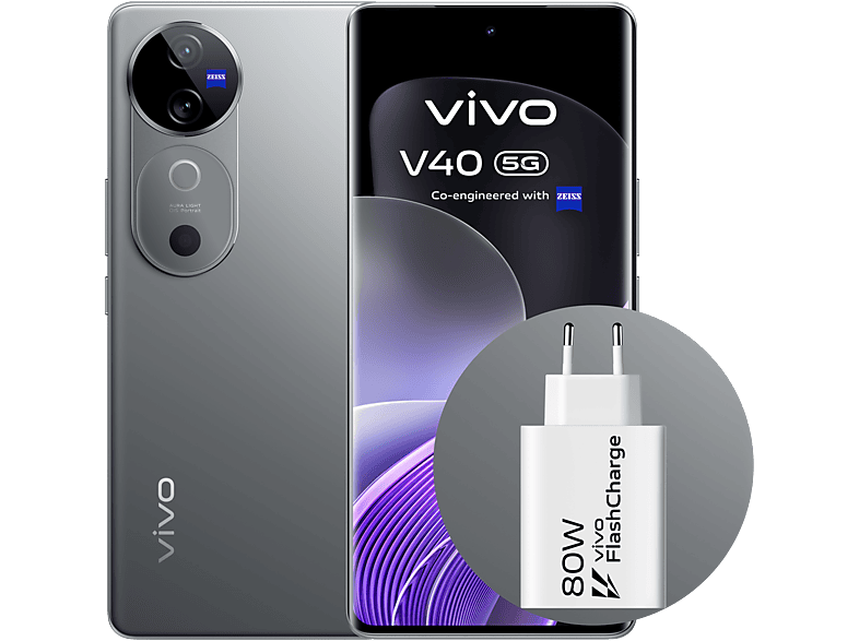 vivo V40, Plata, 512 GB, 12 GB RAM, 6.78 AMOLED, Qualcomm Snapdragon® 7Gen3 , 5500 mAh, Android