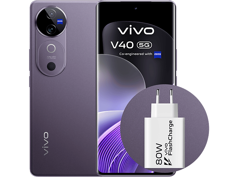 vivo V40, Morado, 512 GB, 12 GB RAM, 6.78 AMOLED, Qualcomm Snapdragon® 7Gen3 , 5500 mAh, Android