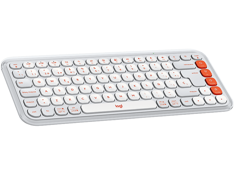 Teclado - Logitech Pop Icon Keys, Inalámbrico, Bluetooth, Teclas personalizables, Easy-Switch hasta 3 dispositivos, PC/Mac, años de batería, Blanco