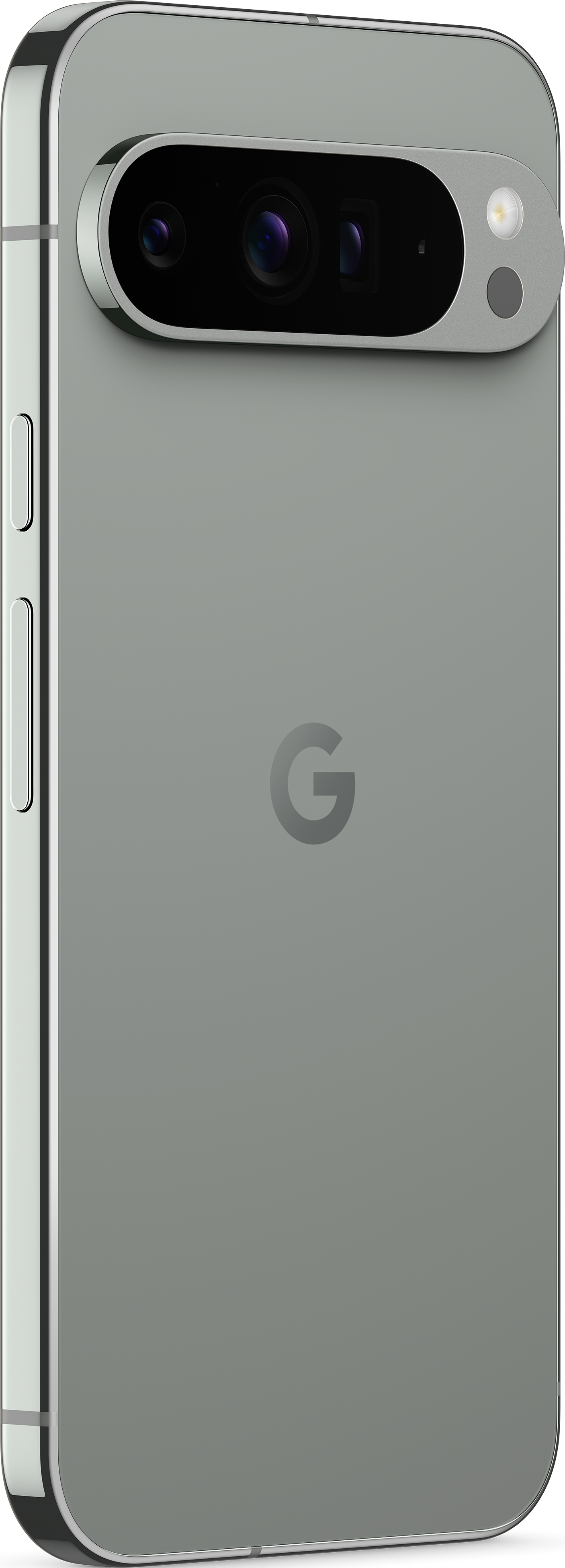 Un smartphone gris avec une protubérance de caméra et un logo G.