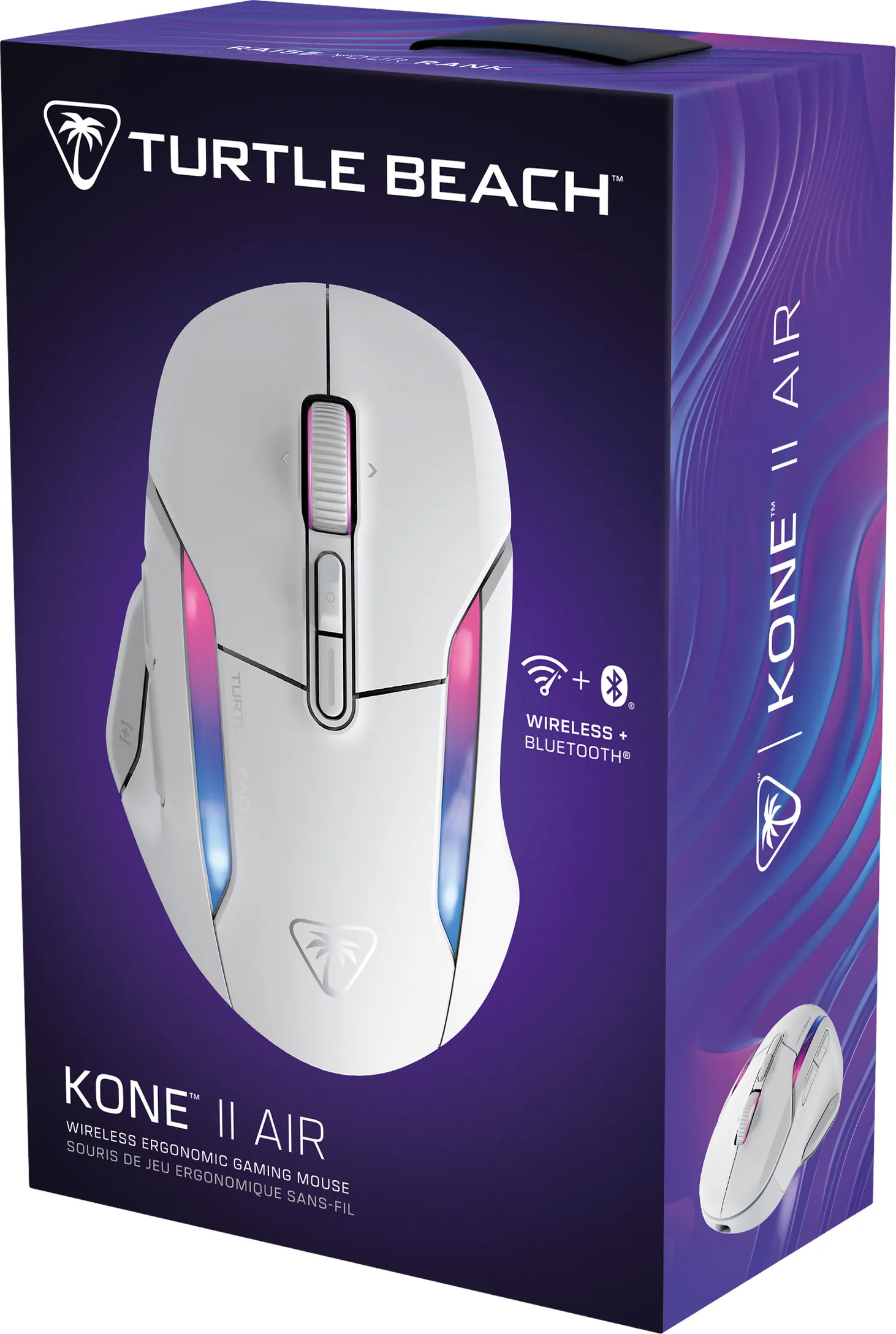 TURTLE BEACH Kone II Air Gaming-Maus, Kabellos (2.GHz-Band über USB-A-Adapter), Bluetooth®, 26000 DPI, Optisch mit Leuchtdioden, Weiss