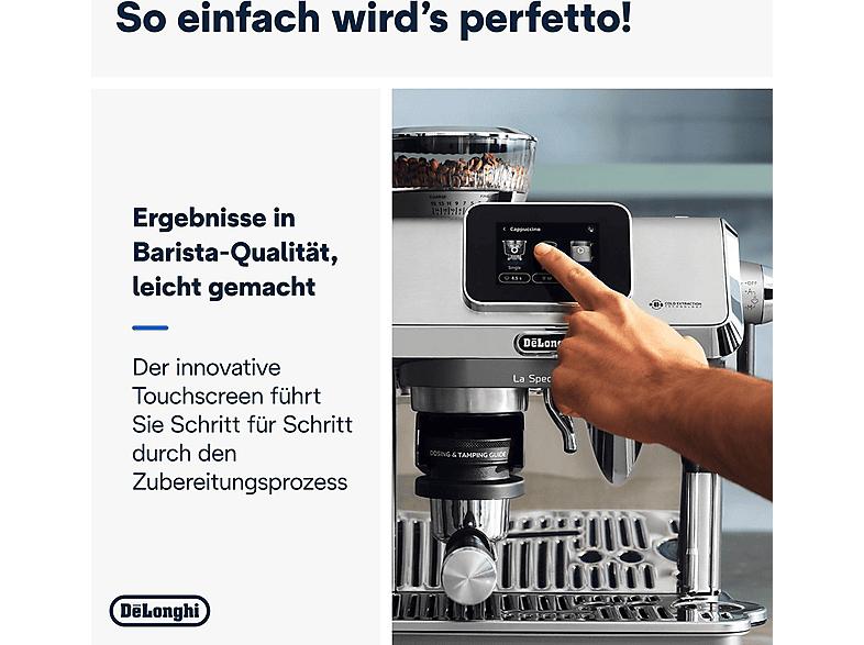 De'Longhi EC9455.M La Specialista Touch Espressomaschine (Edelstahl/Schwarz, Kegelmahlwerk mit Sensor-Grinding Technologie, 1450 Watt, 15 bar) — Foto 2 von 5